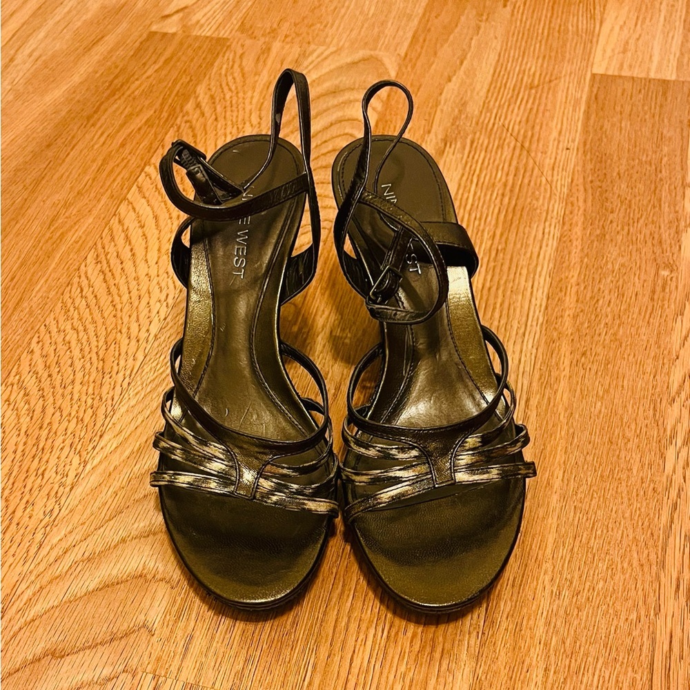 Nine West Metallic animal print brown Strappy Heels